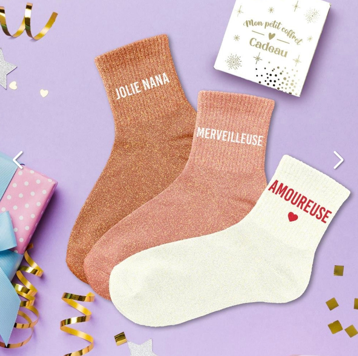 COFFRET TRIO CHAUSSETTES PAILLETTES JOLIE NANA.